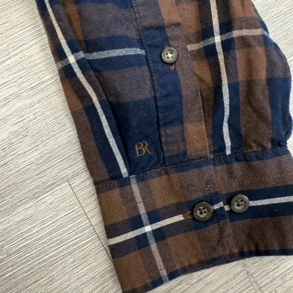 Banana Republic Navy & Brown Button Down Shirt - Size XL